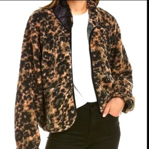 NWT Calme Johnny Was Sherpa Fleece Balloon Sleeve Camo Floral Jacket XL